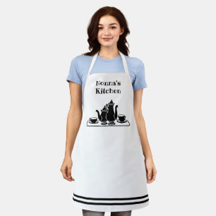 Delantal Cocina de Nonna en blanco y negro con café
