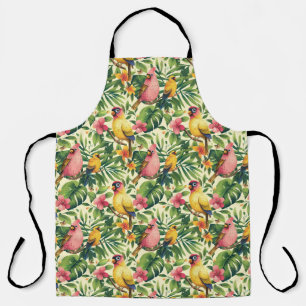 Delantal Cocina de pájaros y mariposas tropicales