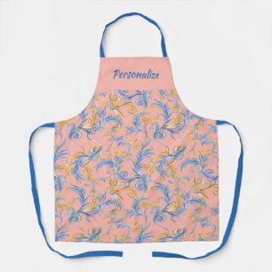 Delantal Cocina de patrón de Swirl azul rosado bonito