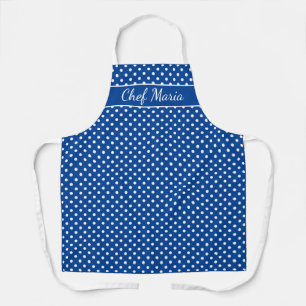 Delantal Cocina de patrón polkadotada azul y blanco persona
