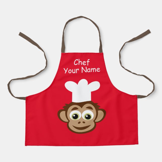Delantal Cocina de personalizado de mono y cocinero, delant (Anverso)