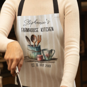 Delantal Cocina de personalizado Farmhouse Impresión en tod