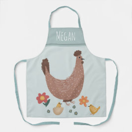 Delantal Cocina de pollo de granja con flores