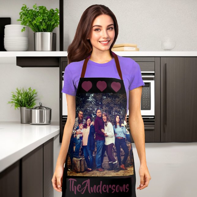Delantal Cocina de Recuerdos sentidos (Photo apron with customized hearts and personalized text)