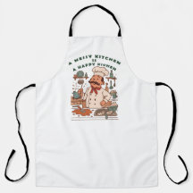 Cocina desordenada, feliz chef Apron