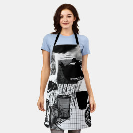 Delantal Cocina en blanco y negro