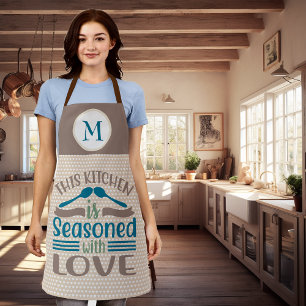 Delantal Cocina está Sazonada con Amor Regalo de Monograma