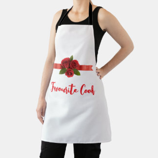 Delantal Cocina Favorita de Flores Rojas