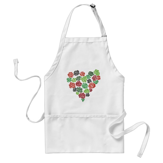 Delantal Cocina floral bonita del corazón de los rosas que (Frente)