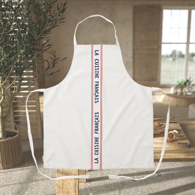 Delantal Cocina francesa azul franca y rayas rojas (Subido por el creador)