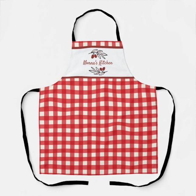 Delantal Cocina italiana personalizada de Red Gingham (Anverso)