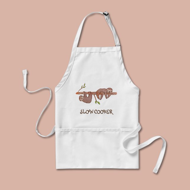 Delantal "Cocina lenta" Leche Lazy Slots Art (Slow Cooker Sloth Apron)