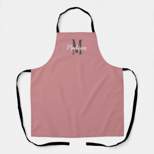 Delantal Cocina moderna en monograma con guión rosa