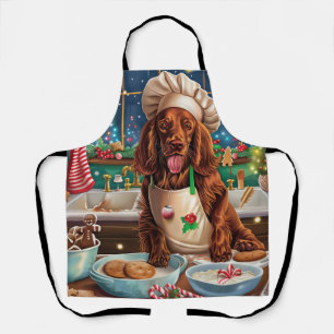 Delantal Cocina Navideña de Irish Setter: Festivo Navidad 