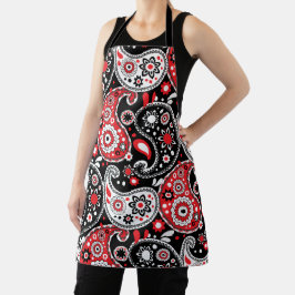 Delantal Cocina paisley paisley verde rojo occidental negro