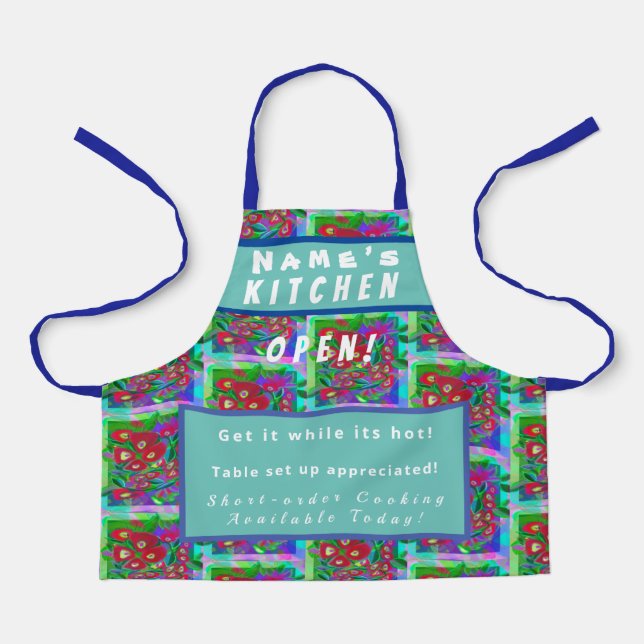 Delantal Cocina personalizada Abierta + 3Comentarios Apron  (Anverso)