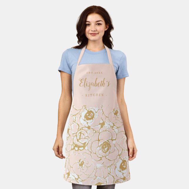 Delantal Cocina personalizada con estampado floral abstract (Gastado)