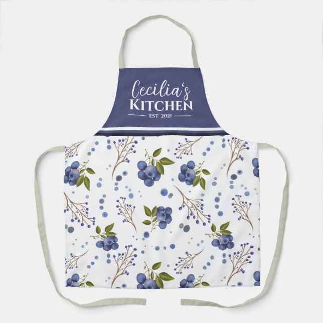 Delantal Cocina personalizada Country Blueberries Apron (Anverso)