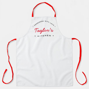 Delantal Cocina personalizada de color rojo blanco hecha en
