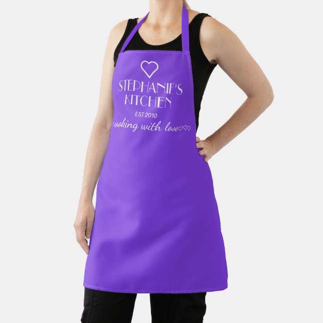 Delantal Cocina personalizada de nombres con amor morado (in situ)