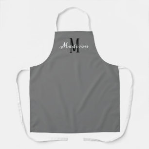 Delantal Cocina personalizada en monograma Gris moderno