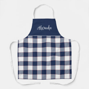 Delantal Cocina personalizada Navy Blue and Red Check