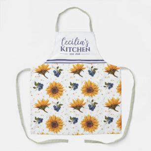 Delantal Cocina personalizada Sunflower & Blueberry