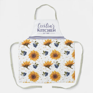 Delantal Cocina personalizada Sunflower & Blueberry
