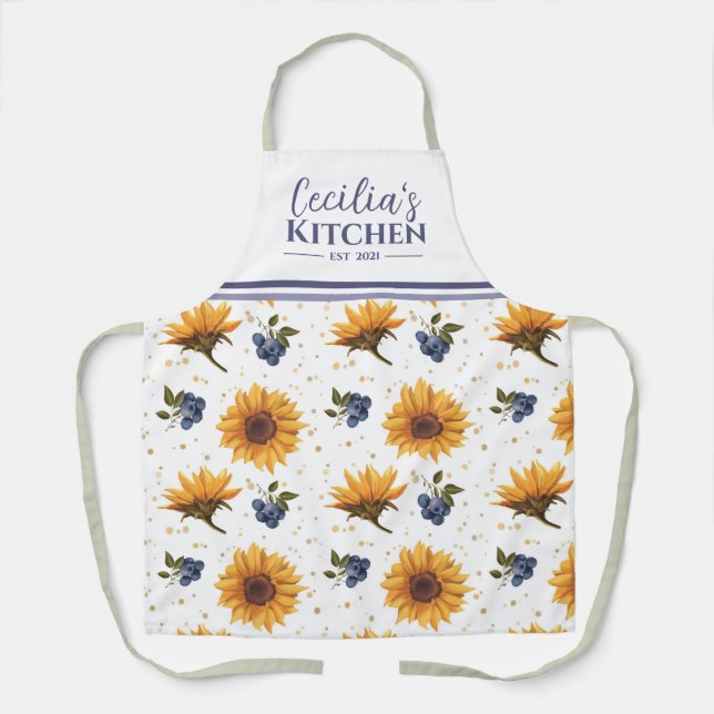Delantal Cocina personalizada Sunflower & Blueberry (Anverso)