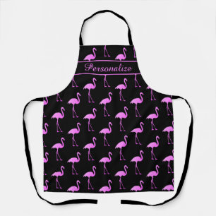 Delantal Cocina personalizado flamingo negro y rosa