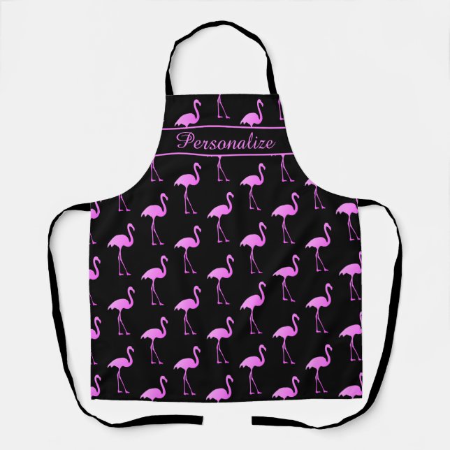 Delantal Cocina personalizado flamingo negro y rosa (Anverso)