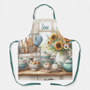 Delantal Cocina retro con platos personalizados de tetera
