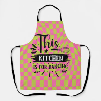 Delantal Cocina retro divertida diciendo verde rosado