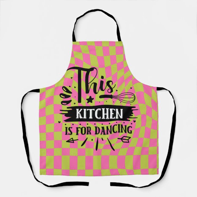 Delantal Cocina retro divertida diciendo verde rosado (Anverso)