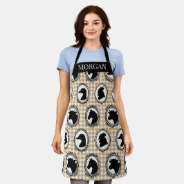 Delantal Cocina rústica de granja Barnyard Gingham negro y