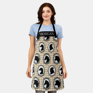 Delantal Cocina rústica de granja Barnyard Gingham negro y
