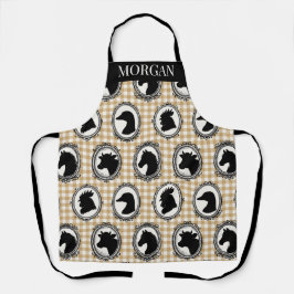 Delantal Cocina rústica de granja Barnyard Gingham negro y 