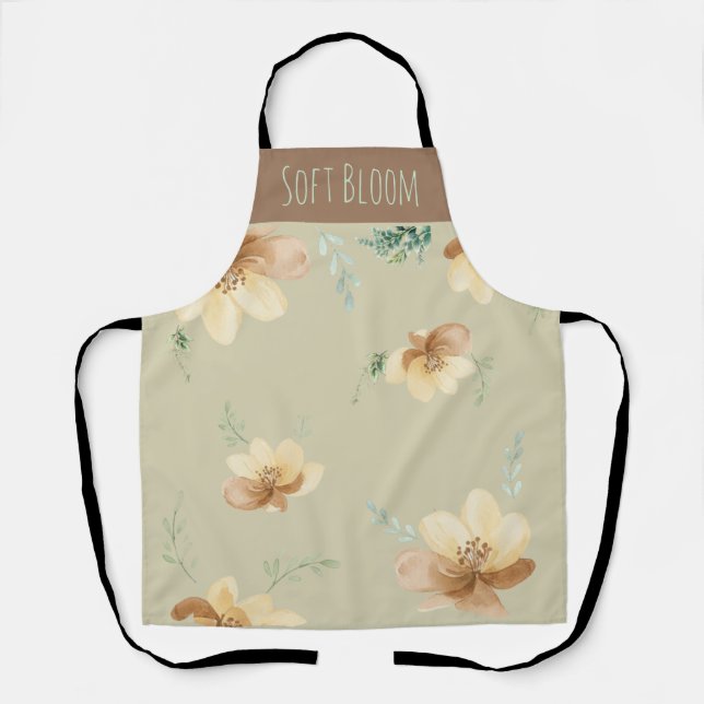Delantal Cocina "Soft Bloom" Floral Watercolor Gardening (Anverso)