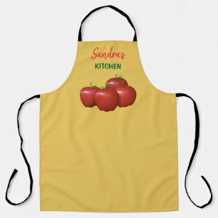 Delantal Cocina temática personalizada de Apple roja