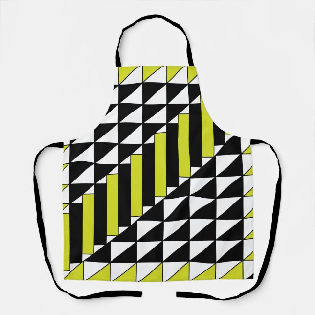Delantal Cocina Triángulo Geométrico Verde Negro Rectángulo (Anverso)