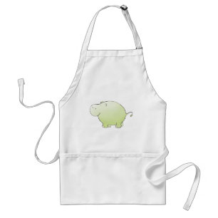 Delantal Cocina verde del hipopótamo que cocina el delanta