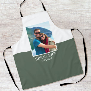 Delantal Cocina Verde Marina de Foto Personalizada Moderna