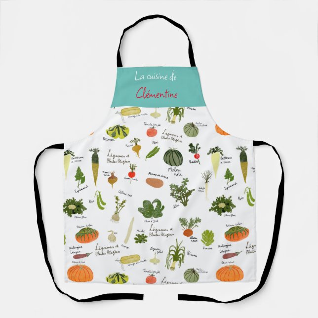 Delantal Cocina vintage francesa verduras acuarela (Anverso)