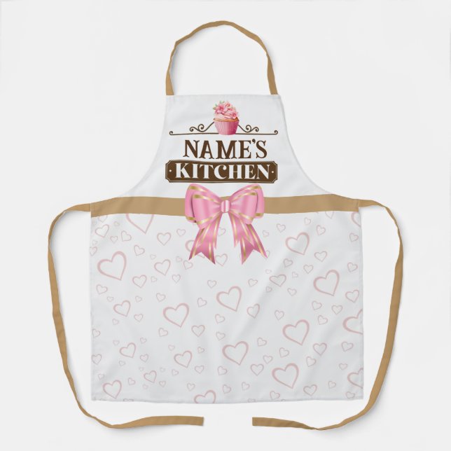 Delantal Cocina y acuarela del nombre personalizado quequit (Anverso)