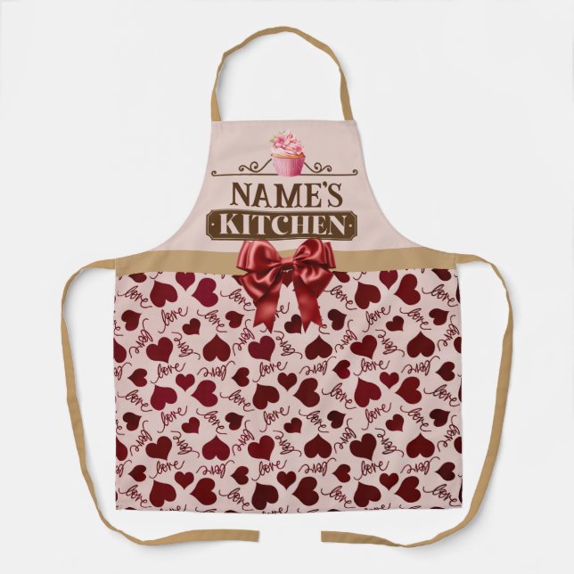 Delantal Cocina y acuarela del nombre personalizado quequit (Anverso)