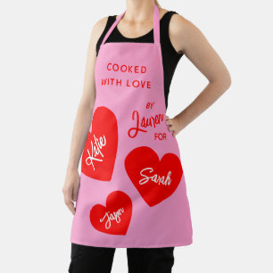 Delantal Cocinado Con Amor Rosa Personalizado