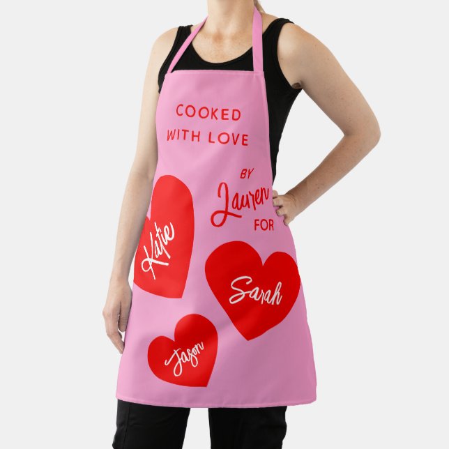 Delantal Cocinado Con Amor Rosa Personalizado (in situ)