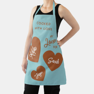 Delantal Cocinado con amor Suave personalizada Verde azulad