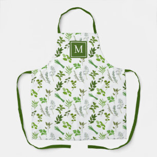 Delantal Cocinando hierbas de jardín culinarias monogramada