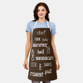 Delantal Cocinando palabras del chef Brown Apron
